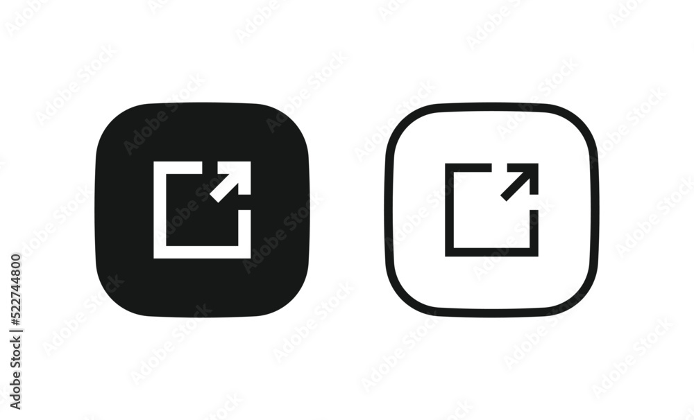 Aufkleber external link icon symbol, page open new window icon, open another tab icon button, arrow share icon