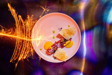 Salmon tartare with lavash chips