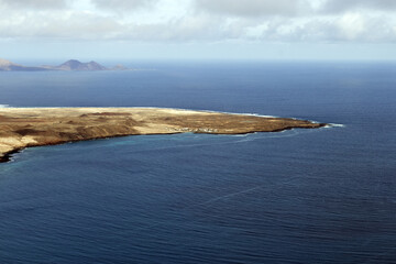 Fototapeta na wymiar Panoramic view of the volcanic island of La Graciosa in the Atlantic Ocean, Canary Islands, Spain