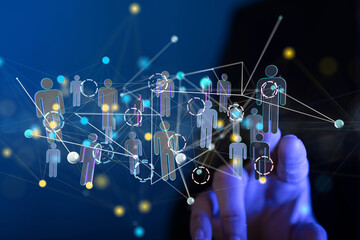 Neural network concept. Connected cells with links.