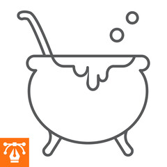 Witch cauldron line icon, outline style icon for web site or mobile app, halloween and magic, witch pot vector icon, simple vector illustration, vector graphics with editable strokes.