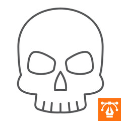Skull line icon, outline style icon for web site or mobile app, halloween and dead, cranium vector icon, simple vector illustration, vector graphics with editable strokes.