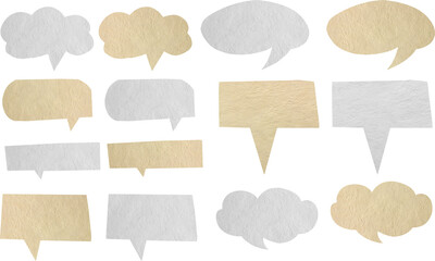 Speech bubbles icos with paper texture background, isolated Clipping paths for design work empty free space