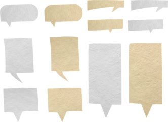 Speech bubbles icos with paper texture background, isolated Clipping paths for design work empty free space