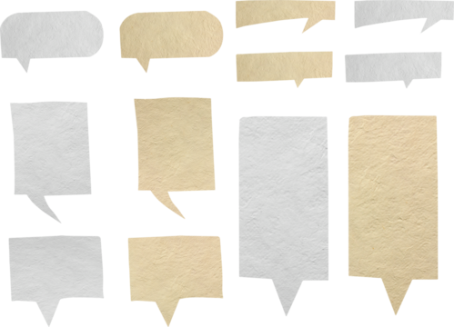 Speech bubbles icos with paper texture background, isolated Clipping paths for design work empty free space