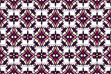 Geometric ethnic pattern seamless flower color. seamless pattern. Design for fabric,curtain,background,carpet,wallpaper,clothing,wrapping,Batik,mandalas,fabric,Vector illustration. pattern style.