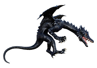 3D Rendering Fairy Tale Dragon on White