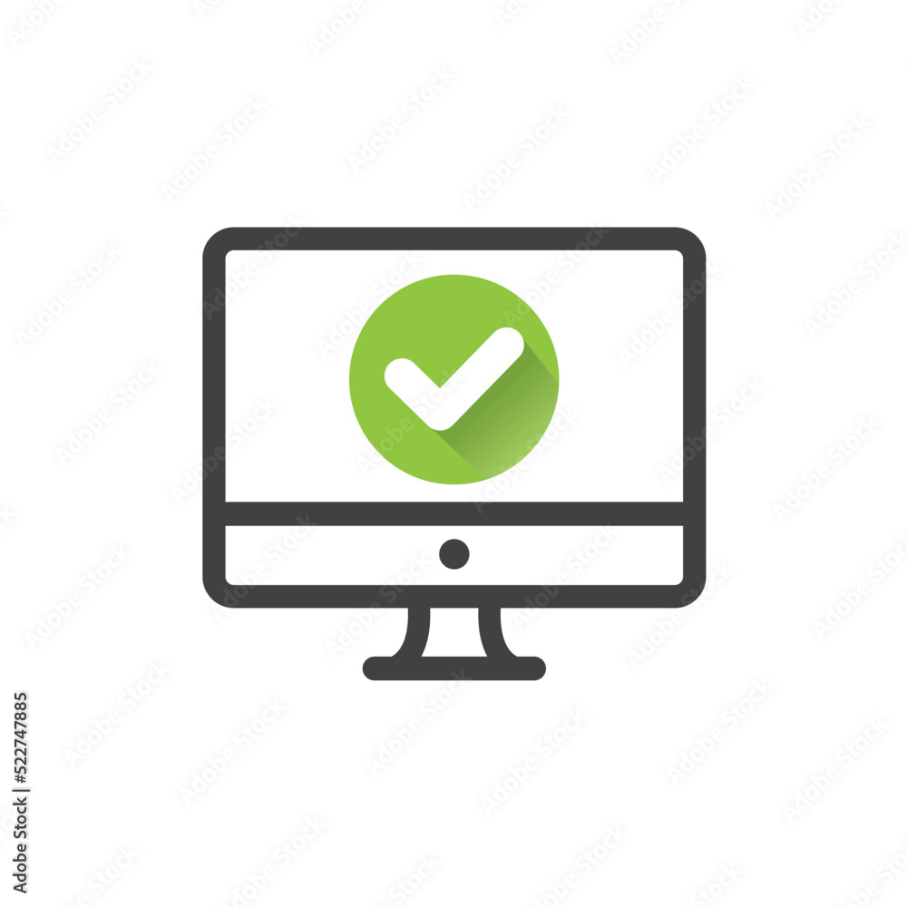 Aufkleber outline computer monitor online vote vector icon for web design isolated on white background.