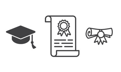 graduation cap and diploma, icon, vector illustration.