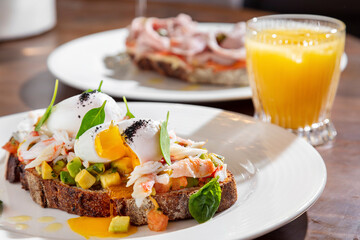 Sandwich with meat, chickpeas, tomatoes and sauce