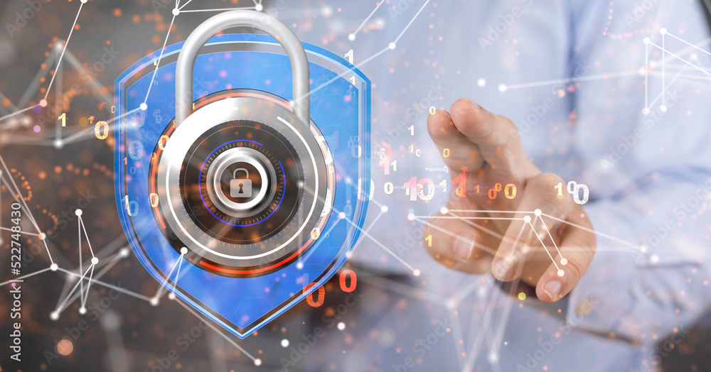 Aufkleber Information technology protected with firewall, secure access and encryption against cyber