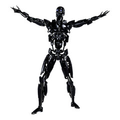 3D Rendering Male Robot on White