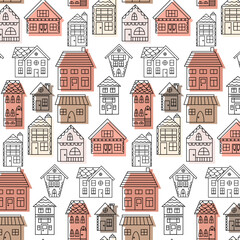 seamless pattern with brown houses