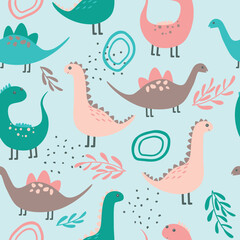 seamless pattern with dinosaurs