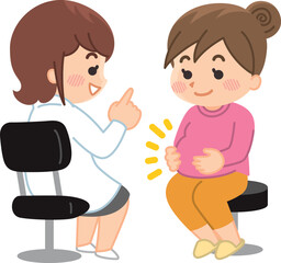 妊婦健診　女医と妊婦