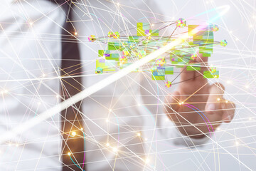 Connecting lines and dots.Big data visualization