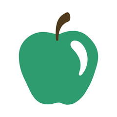Cute green apple icon. Vector flat hand drawn illustration in cartoon style