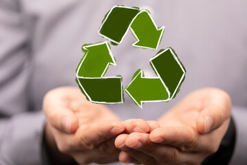 green world power in hand recycling