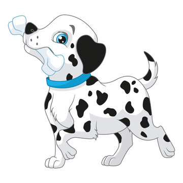Dog with bone cartoon vector illustration