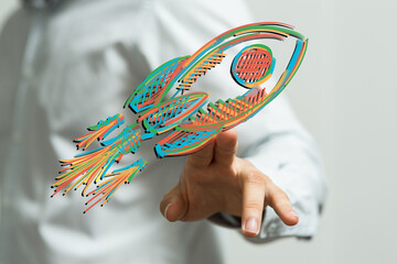 Neural network 3D illustration. Big data and cybersecurity