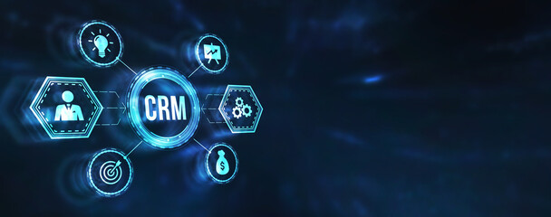 Internet, business, Technology and network concept.CRM Customer Relationship Management. 3d illustration.