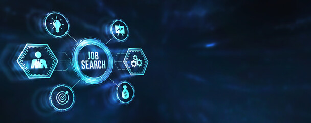 Internet, business, Technology and network concept.Job Search human resources recruitment career. 3d illustration.
