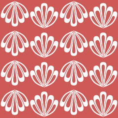 Terracotta red seamless pattern sea shell clam, simple contrast background for textile