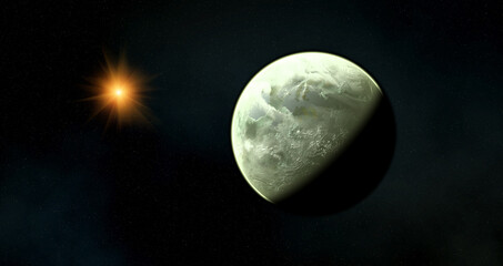 Alien Planet in space - 3D Rendering