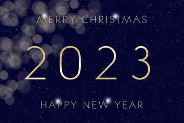MERRY CHRISTMAS and a HAPPY NEW YEAR 2023 in golden Letters