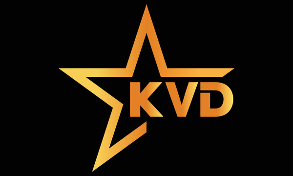 KVD golden luxury star icon three letter logo design vector template. royal logo | luxury logo | jewelry logo | premium logo | iconic logo | Victoria logo |	