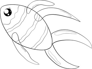 Fototapeta premium Doodle sketch cartoon fish cute underwater sea element decoration abstract background wallpaper