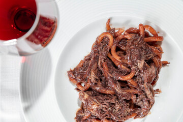 Pasta Bucatini with duck fillet