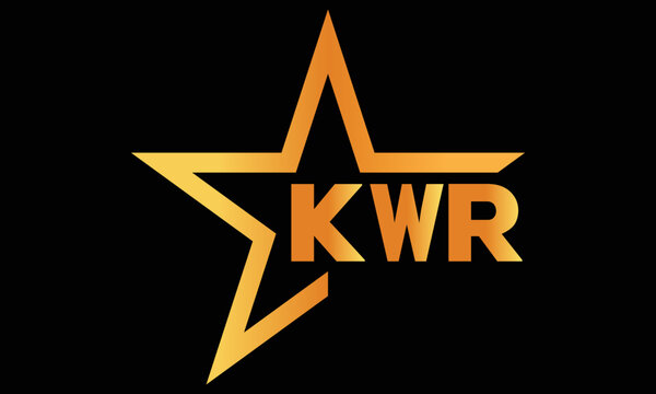 KWR golden luxury star icon three letter logo design vector template. royal logo | luxury logo | jewelry logo | premium logo | iconic logo | Victoria logo |	