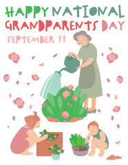 Happy national grandparent s day greeting card. Vector illustration