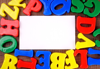 Colorful plastic alphabet letters isolated.