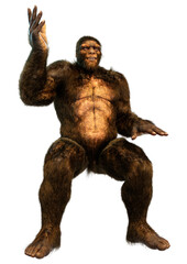 3D Rendering Sasquatch on White