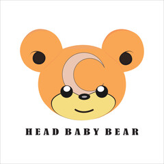 Cute baby bear head logo. Bear logo vector design.