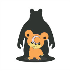 Bear and teddy bear  silhoutte vector design illustration template web