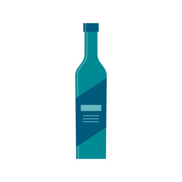 Bottle of gin or vodka, great design for any purposes. Flat style. Color form. Party drink concept. Simple image shape