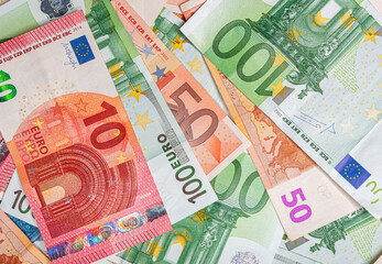 Euro banknotes as an abstract background. Financial abstract background.