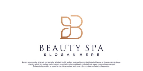 Luxury initial b with leaf element for beauty