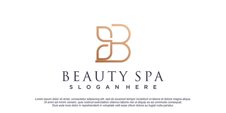 Luxury initial b with leaf element for beauty