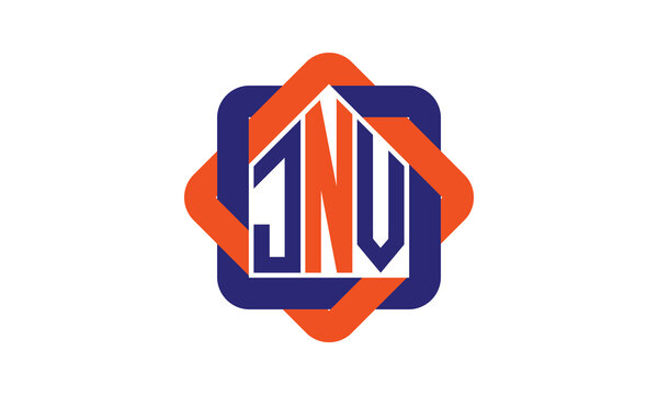 JNV three letter real estate logo with home icon logo design vector template | construction logo | housing logo | engineering logo | initial letter logo | minimalist logo | property logo |