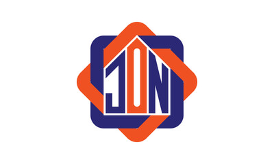 JON three letter real estate logo with home icon logo design vector template | construction logo | housing logo | engineering logo | initial letter logo | minimalist logo | property logo | - obrazy, fototapety, plakaty