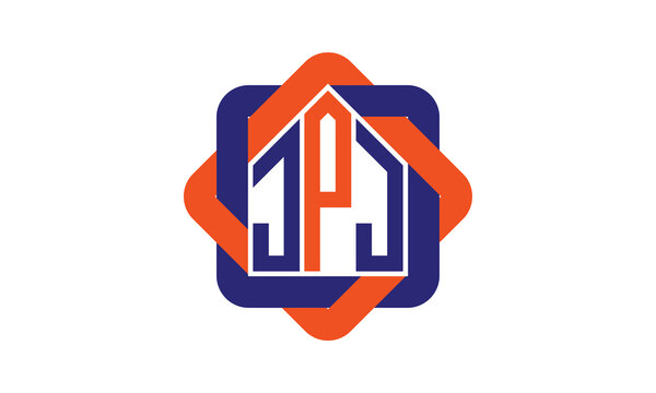 JPJ three letter real estate logo with home icon logo design vector template | construction logo | housing logo | engineering logo | initial letter logo | minimalist logo | property logo |