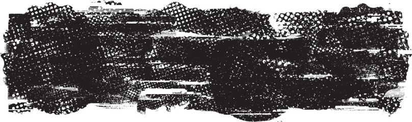 Obraz premium Glitch distorted geometric shape . Noise destroyed logo . Trendy defect error shapes . Glitched frame .Grunge textured . Distressed effect .Vector shapes with a halftone dots screen print texture.