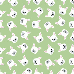 Green seamless pattern with dogs.