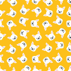 Yellow seamless pattern with dogs.