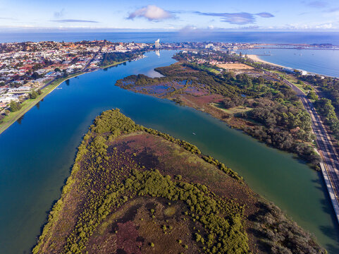 aerial view of Bunbury from Anglesea Island towards the city centre