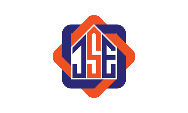 JSE three letter real estate logo with home icon logo design vector template | construction logo | housing logo | engineering logo | initial letter logo | minimalist logo | property logo |